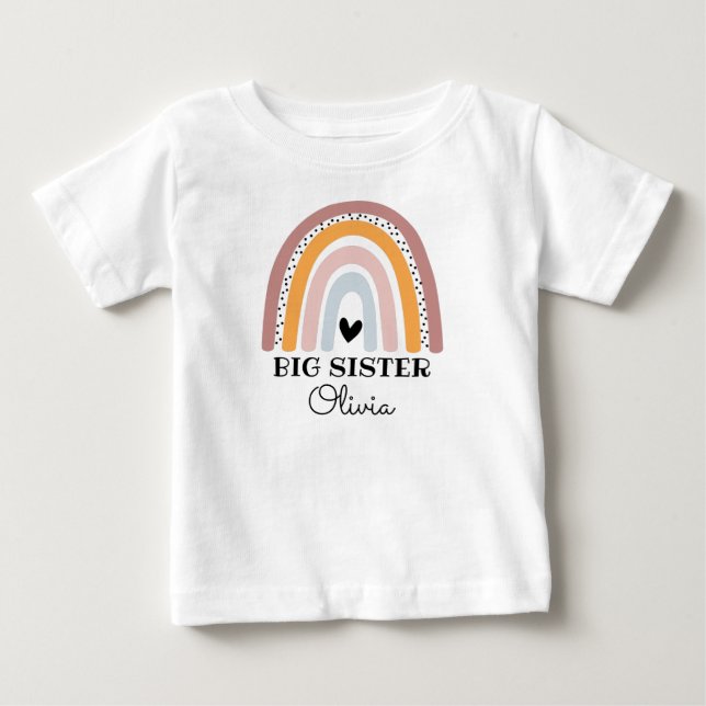 Camiseta De Bebé Gran Hermana del Arcoiris del Boho Personalizado (Anverso)