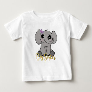 Camiseta De Bebé Gran hermana, elefante de recién nacido con letras