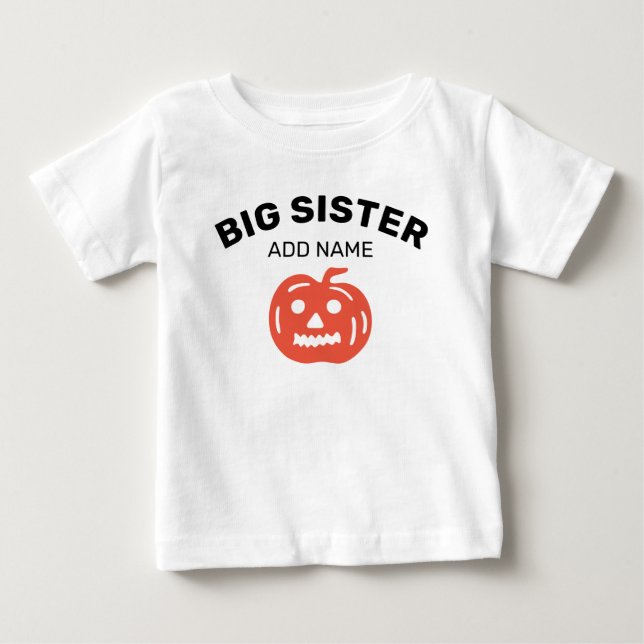 Camiseta De Bebé Gran Hermana Feliz Calabaza de Halloween Personali (Anverso)
