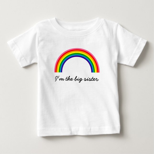 Camiseta De Bebé Gran Hermana Personalizable Rainbow Tee (Anverso)