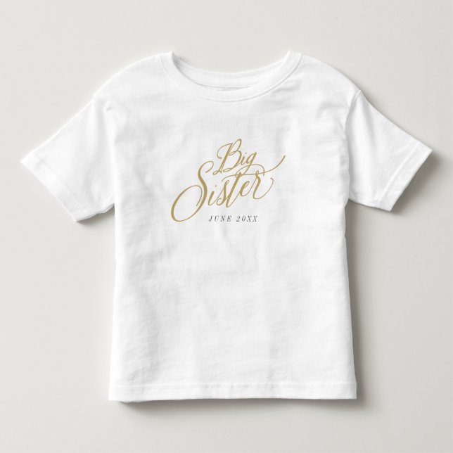 Camiseta De Bebé Gran Hermana Personalizado Invitación de fecha de  (Anverso)