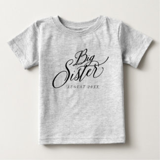 Camiseta De Bebé Gran Hermana Personalizado Invitación de fecha de