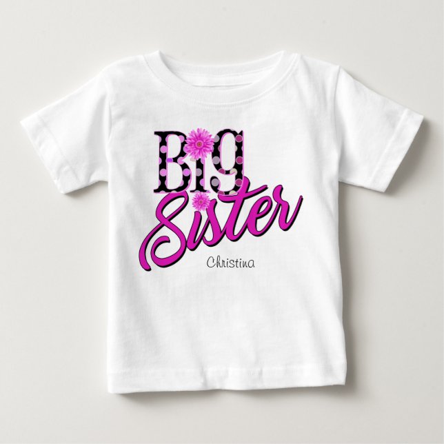 Camiseta De Bebé Gran Hermana Pink Polka Dots (Anverso)