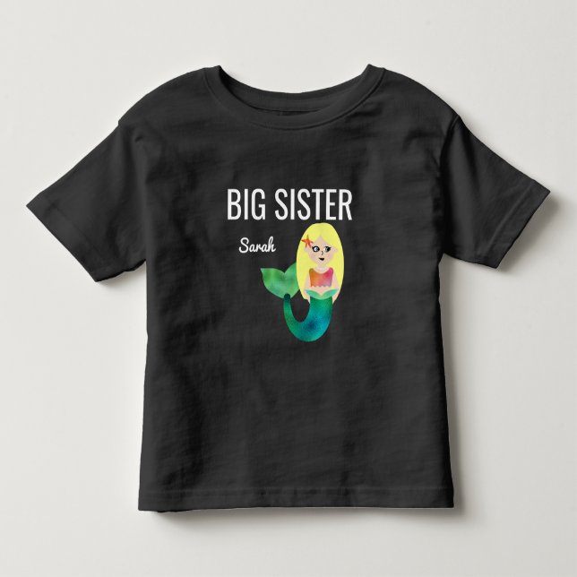 Camiseta De Bebé Gran Hermana Relieve metalizado Faux Blonde Mermai (Anverso)