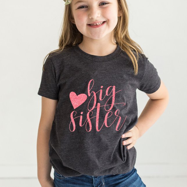 Camiseta De Bebé Gran Hermana rosa purpurina de impresión (Subido por el creador)