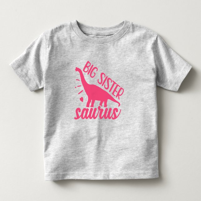 Camiseta De Bebé Gran Hermana Saurus en rosa (Anverso)