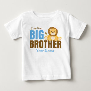 Camiseta De Bebé Gran Hermano León Azul Personalizado