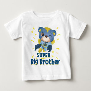 Camiseta De Bebé Gran Hermano - Oso Azul Superhéroe de Dibujos Anim