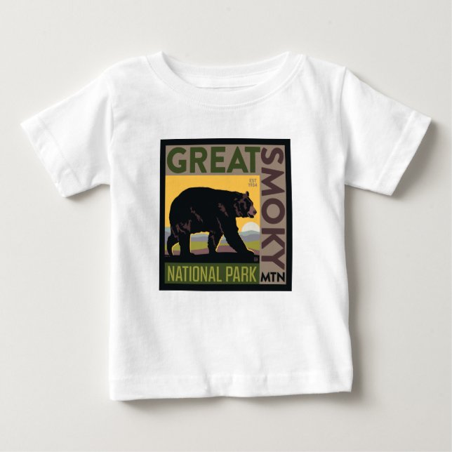 Camiseta De Bebé Gran Parque Nacional de la Montaña Smoky| Oso (Anverso)