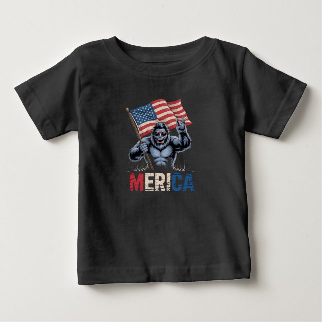 Camiseta De Bebé Gran pie Merica Rock Bandera Americana Patriótica (Anverso)