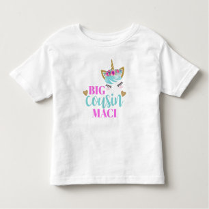 Camiseta De Bebé Gran primo de unicornio y color de agua personaliz