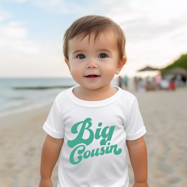 Camiseta De Bebé Gran primo lindo | Familia Verde azulada Brillante (Subido por el creador)