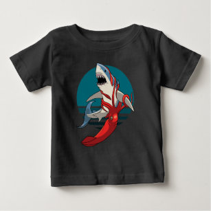 Camiseta De Bebé Gran tiburón blanco y calamar gigante