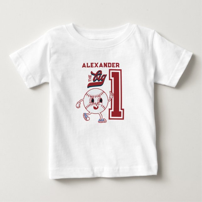 Camiseta De Bebé Gran Un Rookie De Béisbol Del Año Primer Cumpleaño (Anverso)