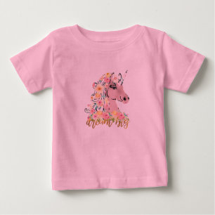 Camiseta De Bebé Gran Unicornio Floral