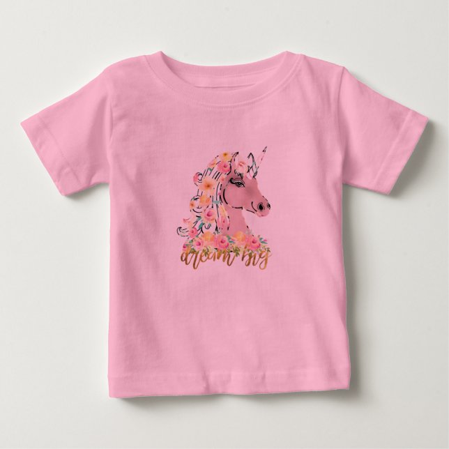 Camiseta De Bebé Gran Unicornio Floral Soñado (Anverso)