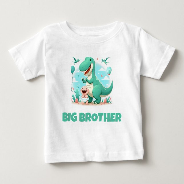 CAMISETA DE BEBÉ GRANDES HERMANOS NIÑOS BEBÉ CON T-REX (Anverso)