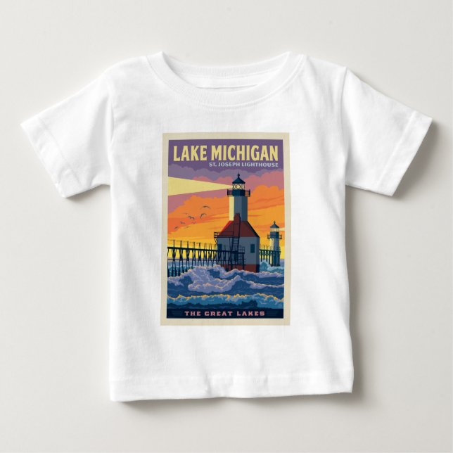 Camiseta De Bebé Grandes Lagos | Lago Michigan (Anverso)