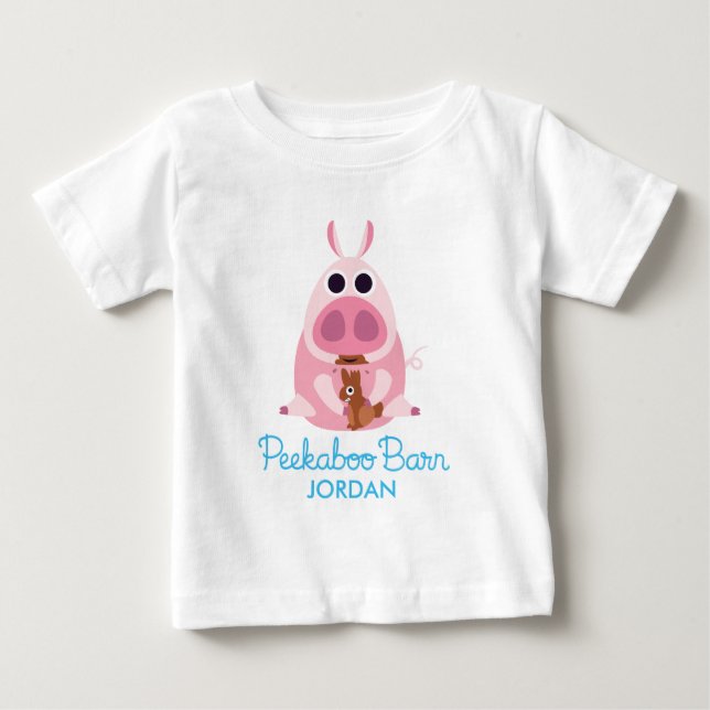 Camiseta De Bebé Granero Pascua el | del Peekaboo receloso el cerdo (Anverso)