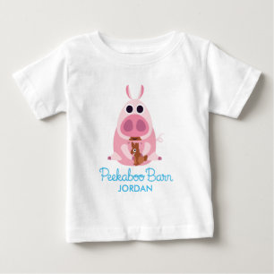 Camiseta De Bebé Granero Pascua el del Peekaboo receloso el cerdo