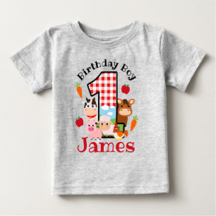 Camiseta De Bebé Granja Animal Primer Cumpleaños Cumpleaños en e