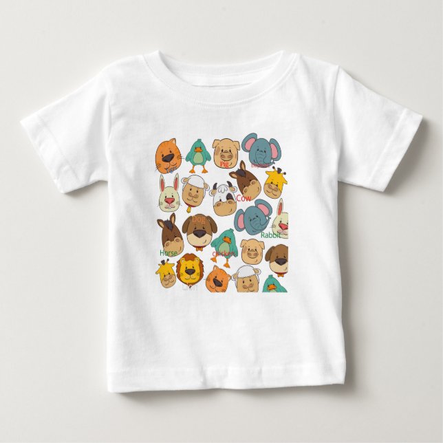 Camiseta De Bebé Granja de animales adorables blancos  (Anverso)