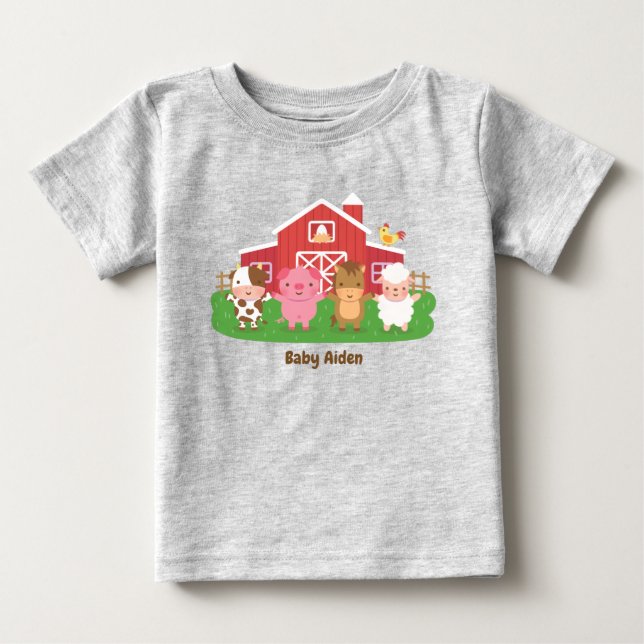 Camiseta De Bebé Granja de Animales Bebé Tiernos (Anverso)