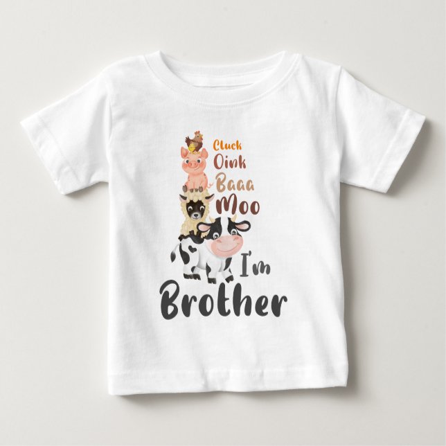 Camiseta De Bebé Granja de animales Primer cumpleaños Hermano coinc (Anverso)