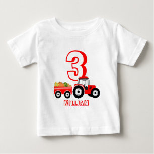 Camiseta De Bebé Granja de Camión Rojo Produce Niño Cumpleaños