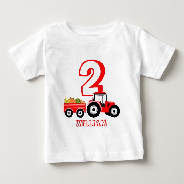 Camiseta De Bebé Granja de Camión Rojo Produce Niño Cumpleaños (Anverso)
