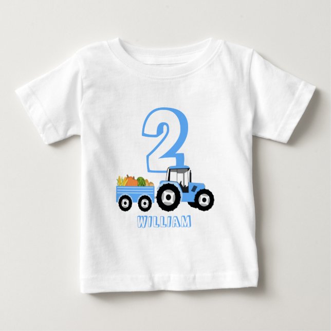 Camiseta De Bebé Granja de Camiones Azules Produce Niño Cumpleaños (Anverso)