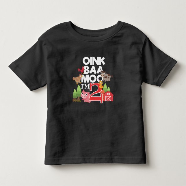 Camiseta De Bebé Granja de cumpleaños de 2 años de edad (Anverso)