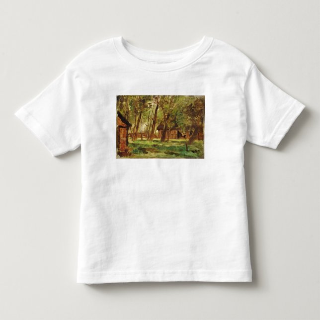 Camiseta De Bebé Granja debajo de árboles (Anverso)