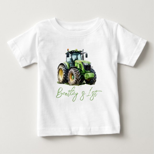 Camiseta De Bebé Granja divertida de cumpleaños número 1 del tracto (Anverso)