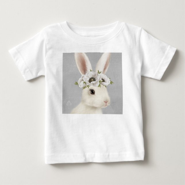 Camiseta De Bebé granja moderna de cosecha de conejo blanco (Anverso)