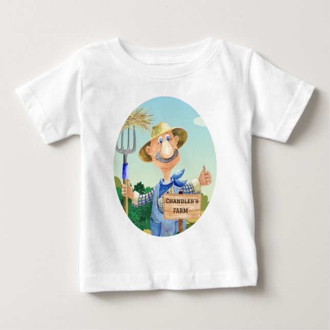 Camiseta De Bebé Granja Personalizada de Old MacDonald (Anverso)