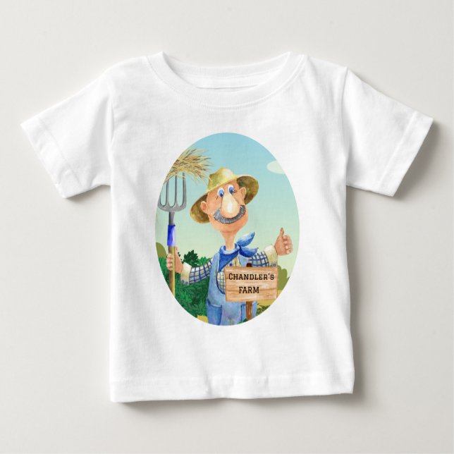 Camiseta De Bebé Granja Personalizada de Old MacDonald Encantador (Anverso)