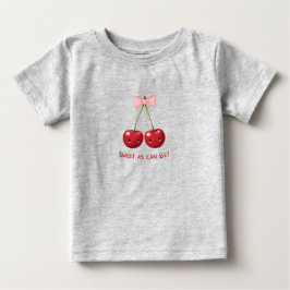 Camiseta De Bebé Gray Kids T-Shirt with Cherries and Pink Bow 