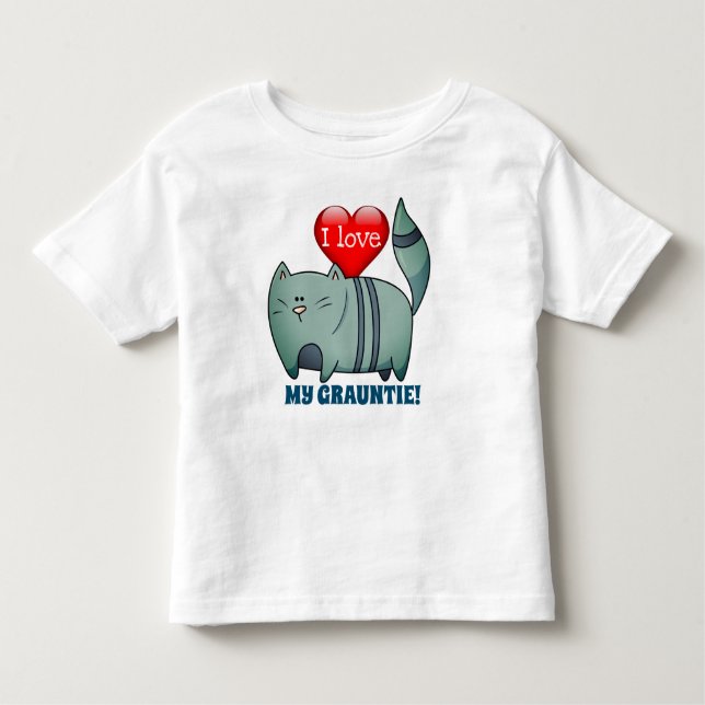 Camiseta De Bebé Gray Kitty & Heart "¡Amo a mi Grauntie!"   (Anverso)
