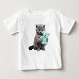 Camiseta De Bebé Gray Tabby y Teddy Bear