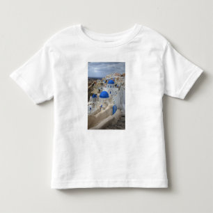 Camiseta De Bebé Grecia, Santorini. Campanario y cúpulas azules de