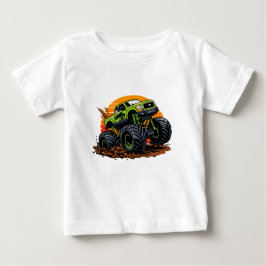 Camiseta De Bebé Green Monster Truck Off-Road Racing Illustration