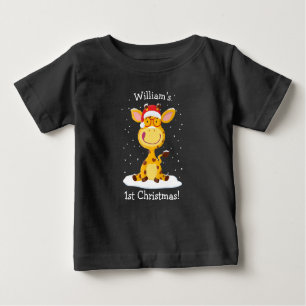 Camiseta De Bebé Gregor Personalizado La Girafa Primera Navidad