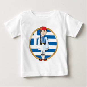 Camiseta De Bebé Griego Evzone con la bandera