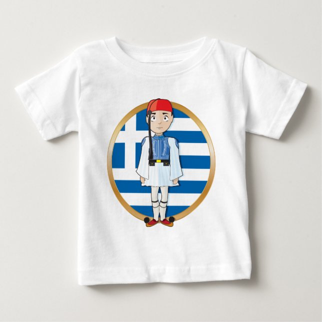 Camiseta De Bebé Griego Evzone con la bandera (Anverso)