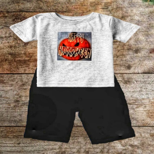 Camiseta De Bebé Grin de calabaza (Check out this cute Pumpkin Grin Toddler's T-Shirt, in time for Halloween!)