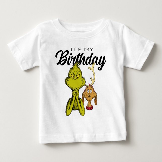Camiseta De Bebé Grinch Chalkboard es mi cumpleaños (Anverso)