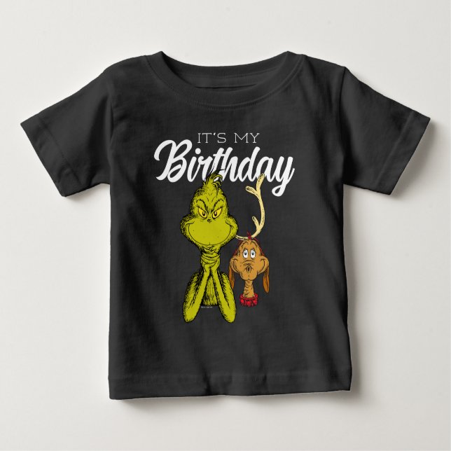 Camiseta De Bebé Grinch Chalkboard es mi cumpleaños (Anverso)