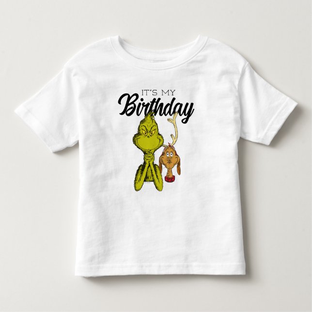 Camiseta De Bebé Grinch Chalkboard es mi cumpleaños (Anverso)