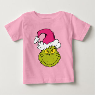 Camiseta De Bebé Grinch con sombrero rosa de Santa